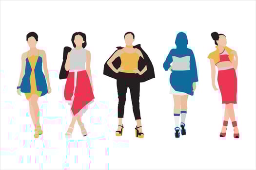 Vector illustration of fashionable women bundle