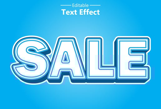 sale text effect in blue color editable for promotion. vector