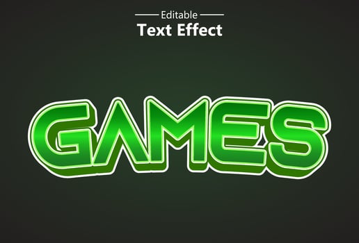 games text effect with green color editable for logo. vector