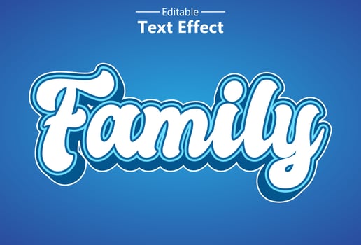 family text effect in blue color editable for promotion. vector