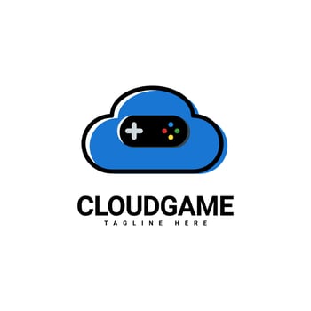 Cloud Game Logo Design, Joystick and Cloud Logo Combination, Logo Vector Template