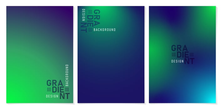 set of three banners with gradient green and dark blue backgrounds, applicable for website banner, web design template, sign, ads campaign, advertising, advertisement, social media posts, motion video vector