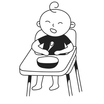 Highchair. Hand Drawn Kid and Family doodle icon vector