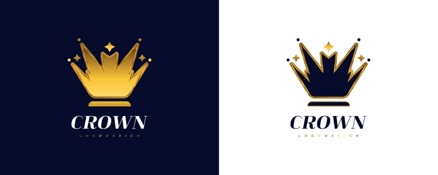 Luxury Golden Crown Logo Design. Royal King or Queen Crown Logo or Icon. Elegant Diadem Vector Illustration