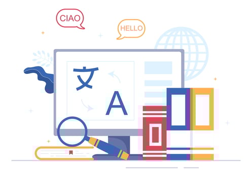 Translator or Translation Language Illustration. Say hello in Different Countries and Multilingual International Communication Cartoon Design vector