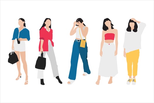 Vector illustration of casual women bundle
