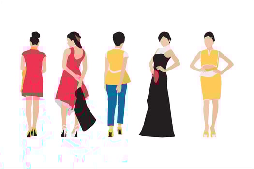 Vector illustration of fashionable women bundle