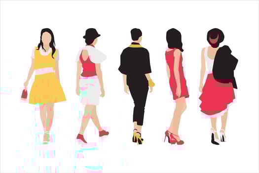 Vector illustration of fashionable women bundle