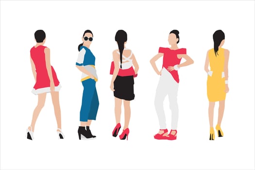 Vector illustration of fashionable women bundle