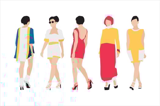Vector illustration of fashionable women bundle