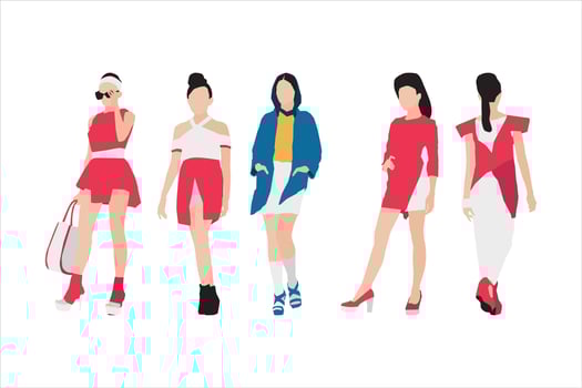 Vector illustration of fashionable women bundle