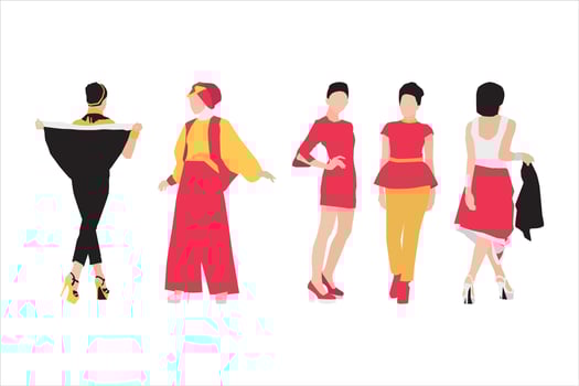 Vector illustration of fashionable women bundle