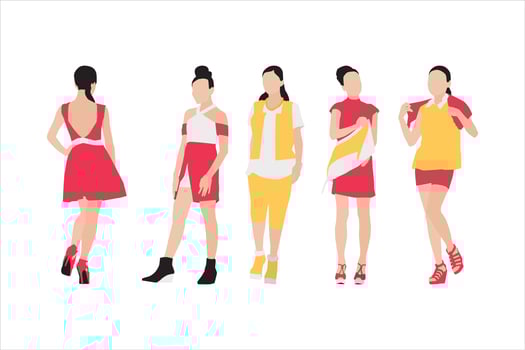 Vector illustration of fashionable women bundle