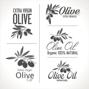 Olive retro labels black and white collection vector