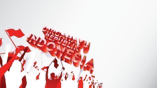 17 August. Indonesia Happy Independence Day greeting card, banner, and texture background logo. - Vector