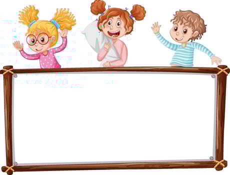 Board template with happy kids vector