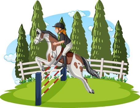 Equestrian woman on horseback vector