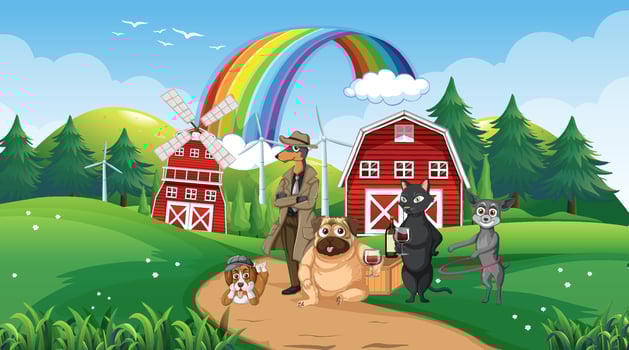 Set of different domestic animals in farm vector