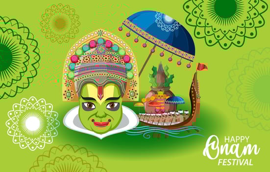 Onam Hindu harvest festival poster vector
