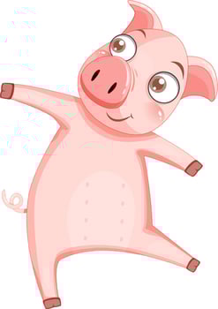 Cut pig cartoon character on white background vector