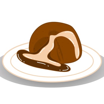 Sweet dessert vector for lava cake with triple chocolate