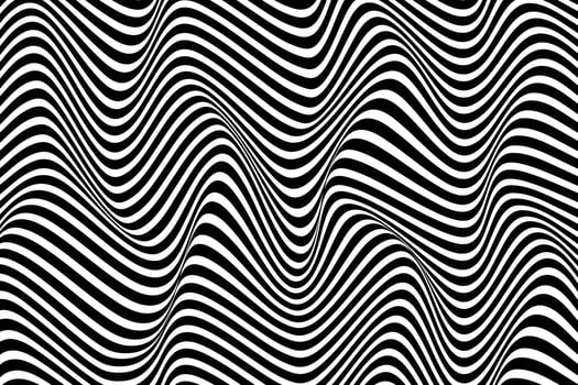 Black and white wave background. Stylish dynamic striped surface. Abstract smooth swirl pattern texture vector