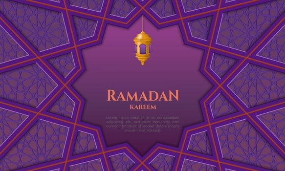 islamic border frame background with Arabic pattern and lantern for eid greeting. vector