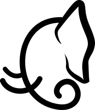 Elephant head line art icon, logo, illustration, and cartoon vector