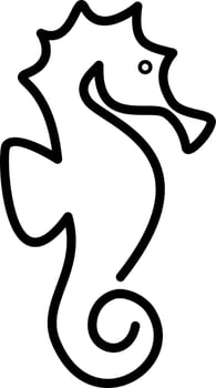 Sea horse line art icon, logo, illustration, and cartoon vector