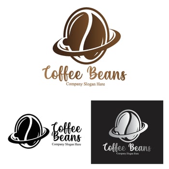 coffee bean drink logo design in brown color vector illustration