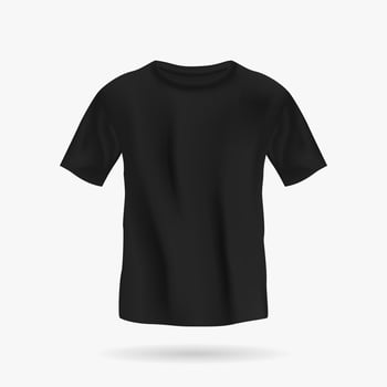 Black tshirt unisex mockup. Trendy lightweight clothing with pleats for sports and everyday life. Fashion design for men and vector women