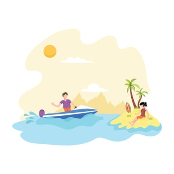 An illustration of boating in flat style vector