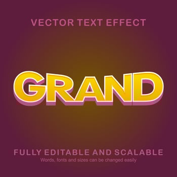 Editable text effect grand text style premium vector