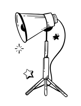 Movie Lighting Lamp Doodle hand-drawn line Vector illustration in doodle style isolated on white background