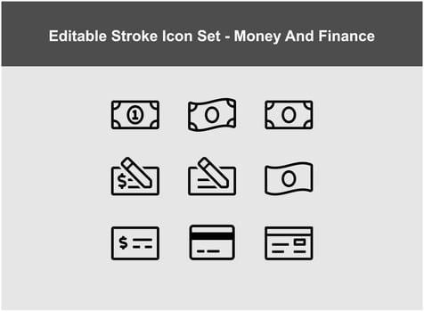 thin icon set about money and finance vector