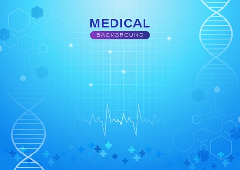Medical abstract background with DNA and heart rate vector