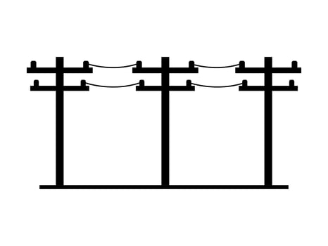 Black high voltage electric pole on white background flat icon vector. vector