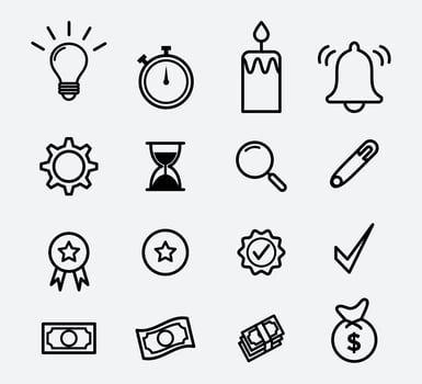 light and money icon set vector logo design template