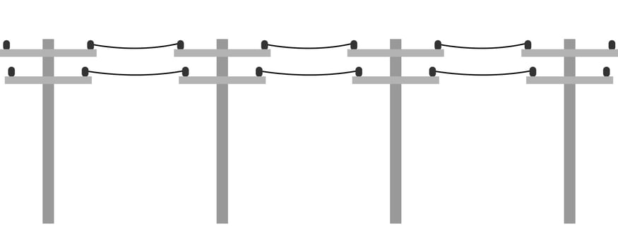 Cement high voltage electric poles power on white background flat vector icon design.