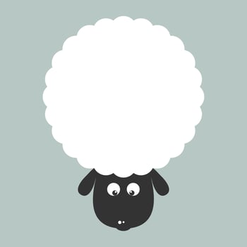 Cute white sheep cartoon character flat vector design