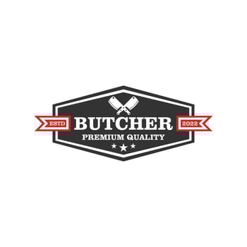 Vintage style butcher shop emblem logo vector