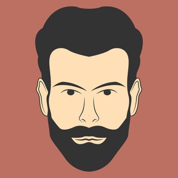 Bearded man illustration in flat cartoon style vector
