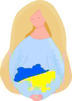 The girl hold a map of Ukraine in her hands. Sad woman. Ukrainian blonde girl in national clothes. Stop war concept. Support for Ukraine agains fighting. Vector illustration