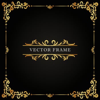 Elegant gold frame element decorative design vector