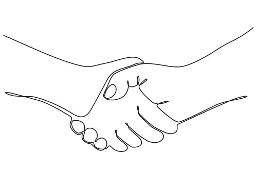 vector illustration of one continuous line of handshake