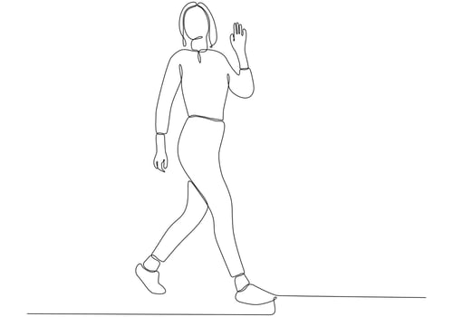 Continuous line of Hand Waving Woman, Welcome vector