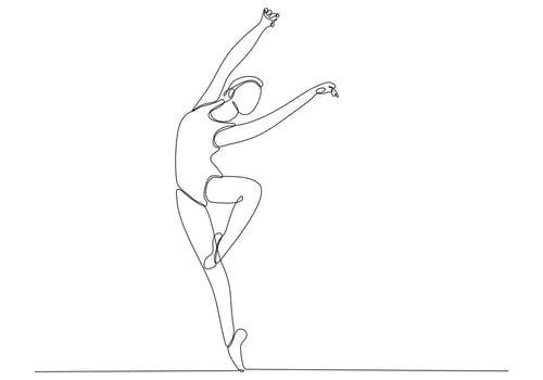 Continuous line drawing. Illustration showing a ballerina in motion. Art. Ballet. Vector illustration