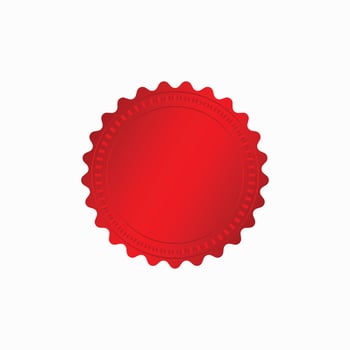Round red badge isolated on a white background, seal stamp red luxury elegant banner con, Vector illustration certificate red foil seal or medal isolated.
