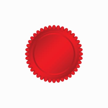 Round red badge isolated on a white background, seal stamp red luxury elegant banner con, Vector illustration certificate red foil seal or medal isolated.
