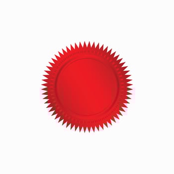 Round red badge isolated on a white background, seal stamp red luxury elegant banner con, Vector illustration certificate red foil seal or medal isolated.